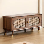 Meuble à chaussures bohème mince en bois marron à façade rabattable