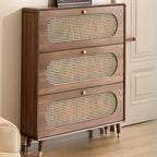 Meuble à chaussures bohème mince en bois marron à façade rabattable