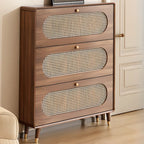 Meuble à chaussures bohème mince en bois marron à façade rabattable