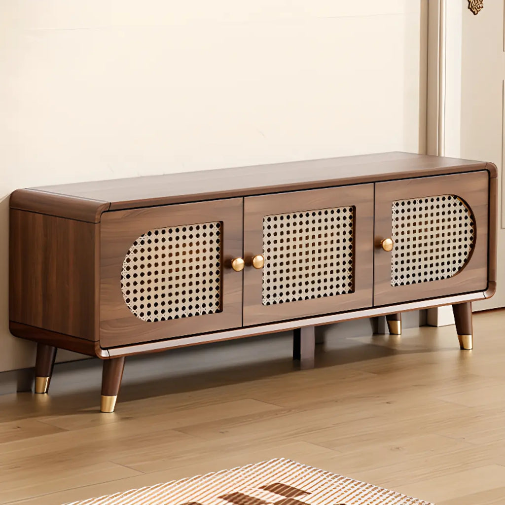 Meuble à chaussures bohème mince en bois marron à façade rabattable