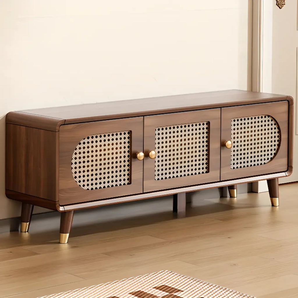 Meuble à chaussures bohème mince en bois marron à façade rabattable