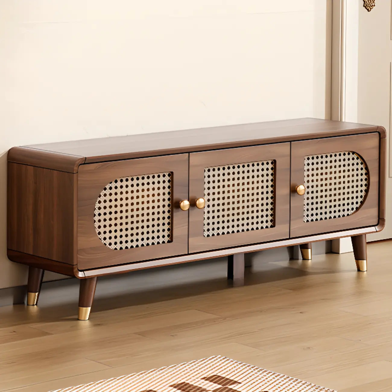 Meuble à chaussures bohème mince en bois marron à façade rabattable