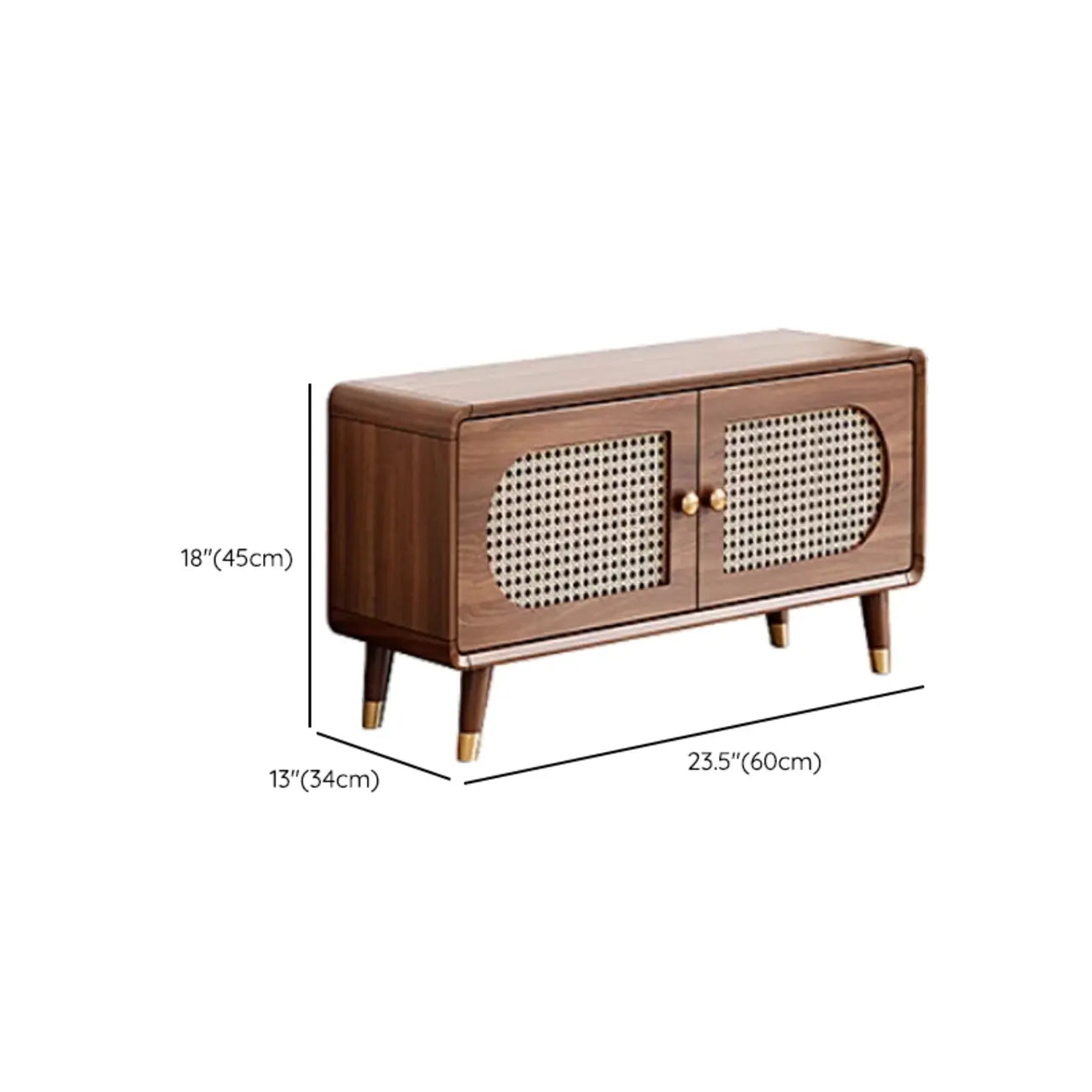 Meuble à chaussures bohème mince en bois marron à façade rabattable