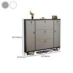 Meuble à chaussures étroit et élégant en bois gris avec porte rabattable