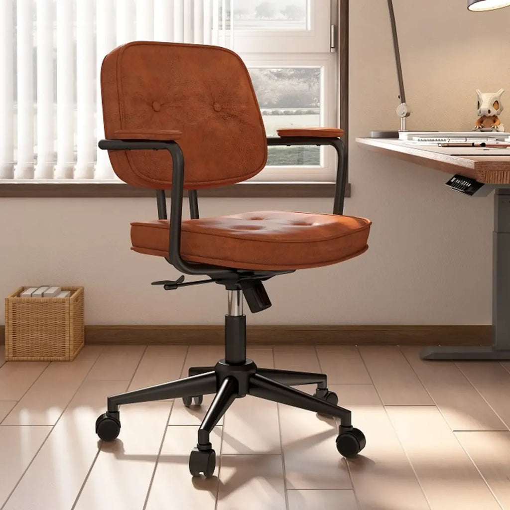 Chaise de bureau ergonomique rembourrée à boutons réglables