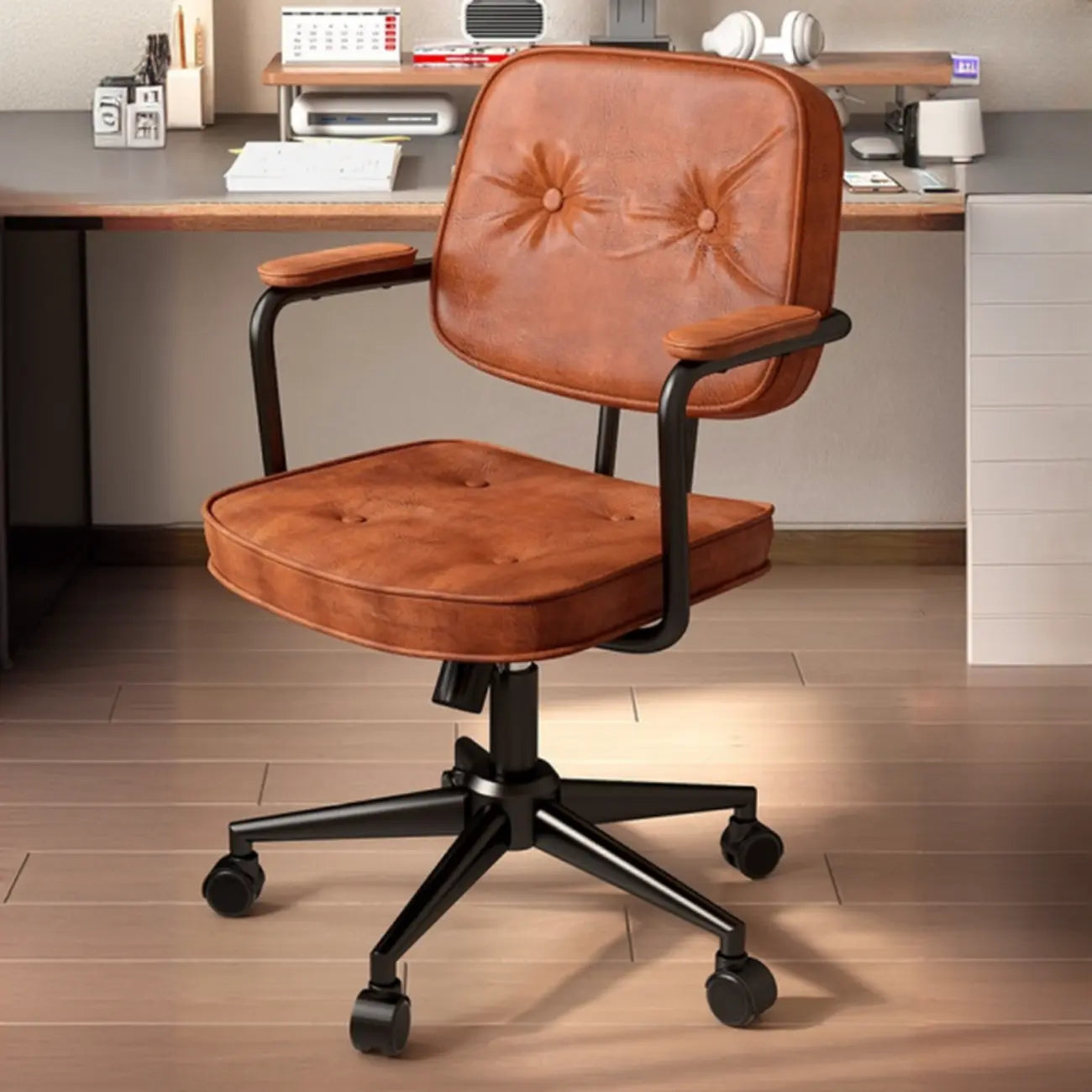 Chaise de bureau ergonomique rembourrée à boutons réglables