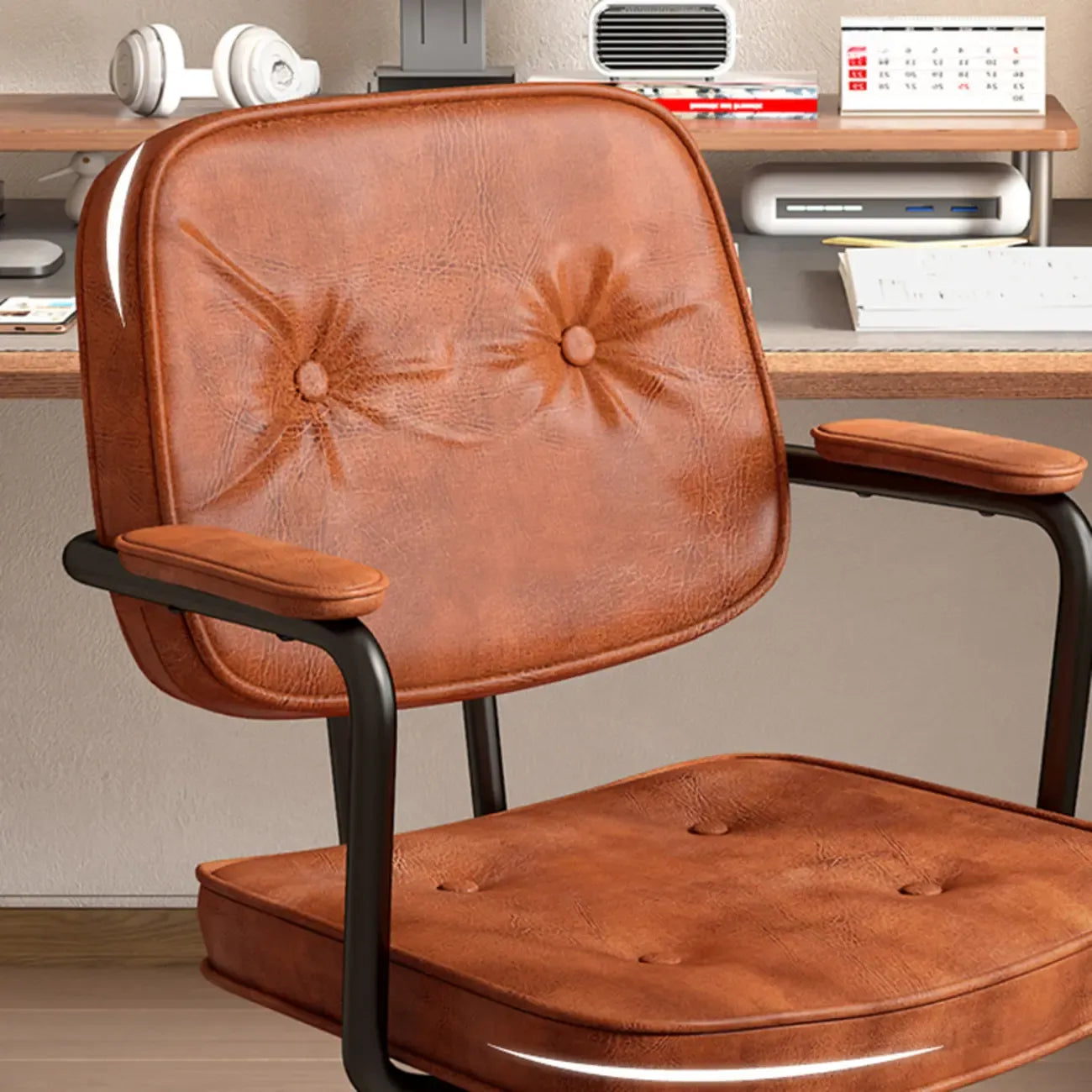 Chaise de bureau ergonomique rembourrée à boutons réglables