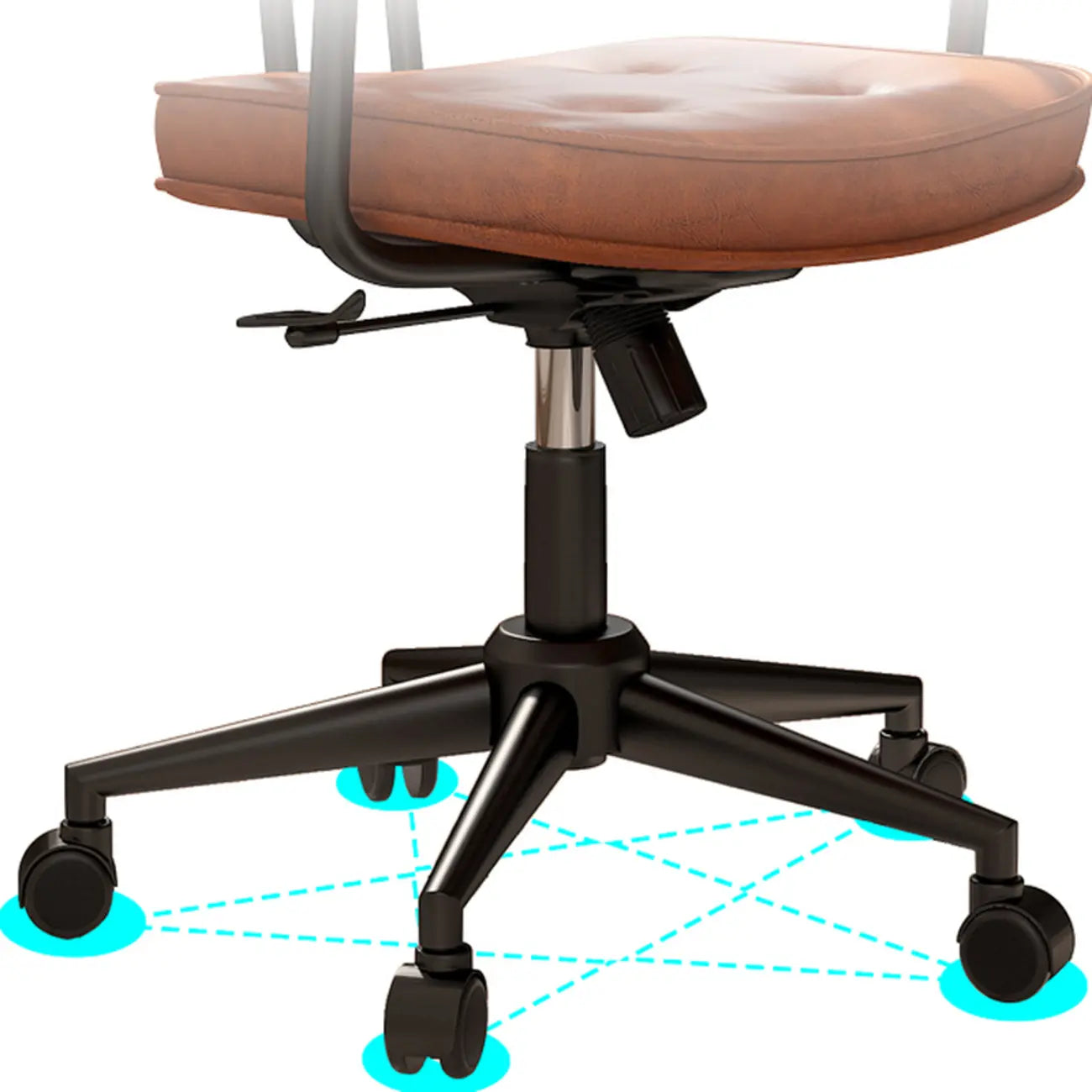 Chaise de bureau ergonomique rembourrée à boutons réglables