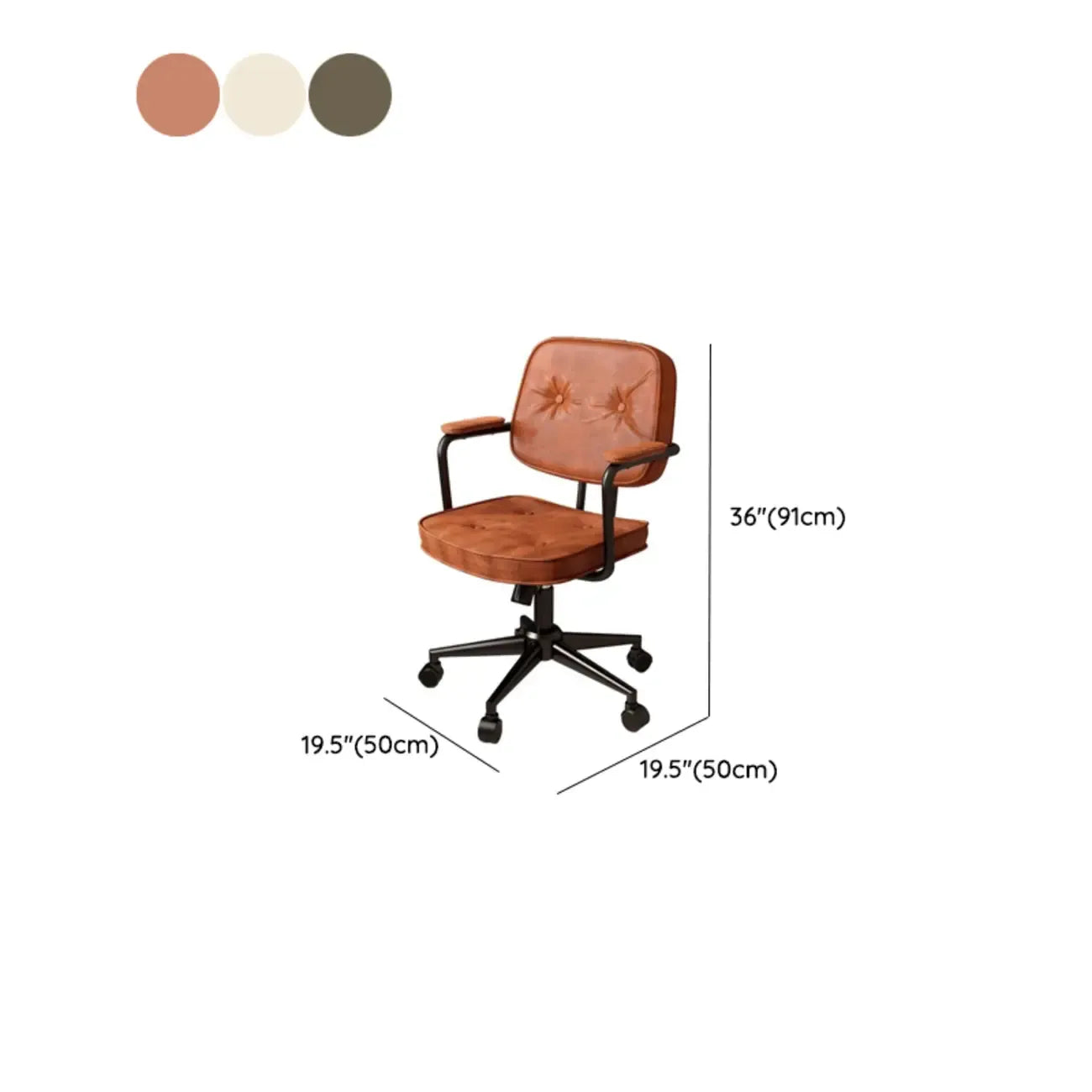 Chaise de bureau ergonomique rembourrée à boutons réglables