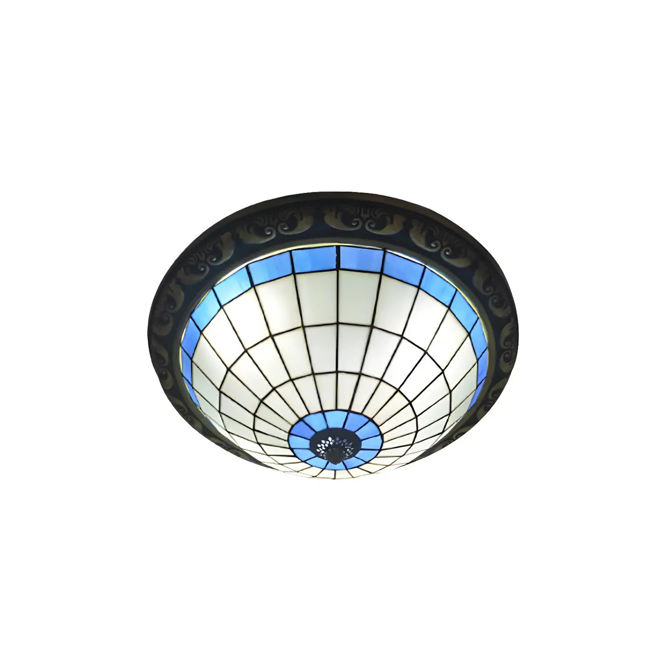 Plafonnier encastré avec abat-jour en vitrail vintage