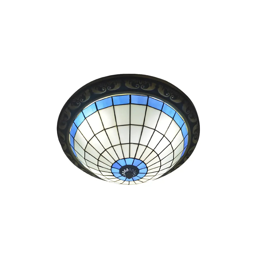 Plafonnier encastré avec abat-jour en vitrail vintage