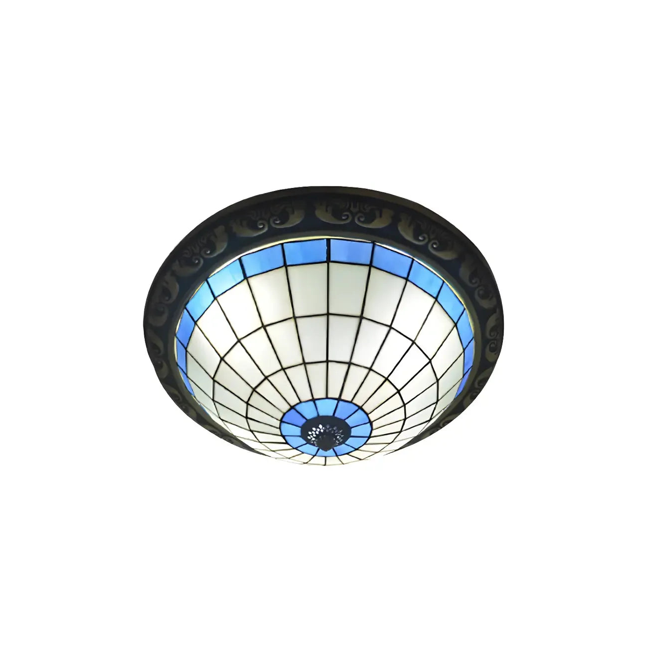 Plafonnier encastré avec abat-jour en vitrail vintage