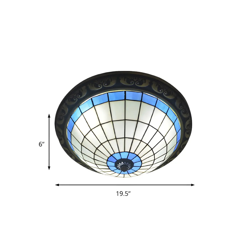 Plafonnier encastré avec abat-jour en vitrail vintage