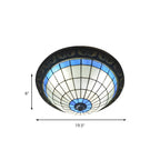 Plafonnier encastré avec abat-jour en vitrail vintage