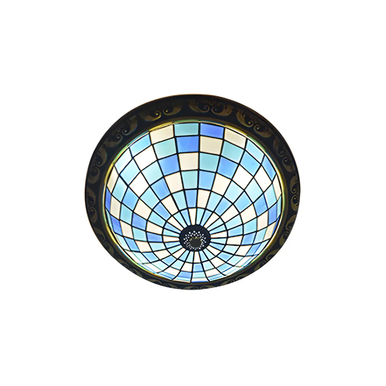 Plafonnier encastré avec abat-jour en vitrail vintage