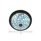 Plafonnier encastré avec abat-jour en vitrail vintage