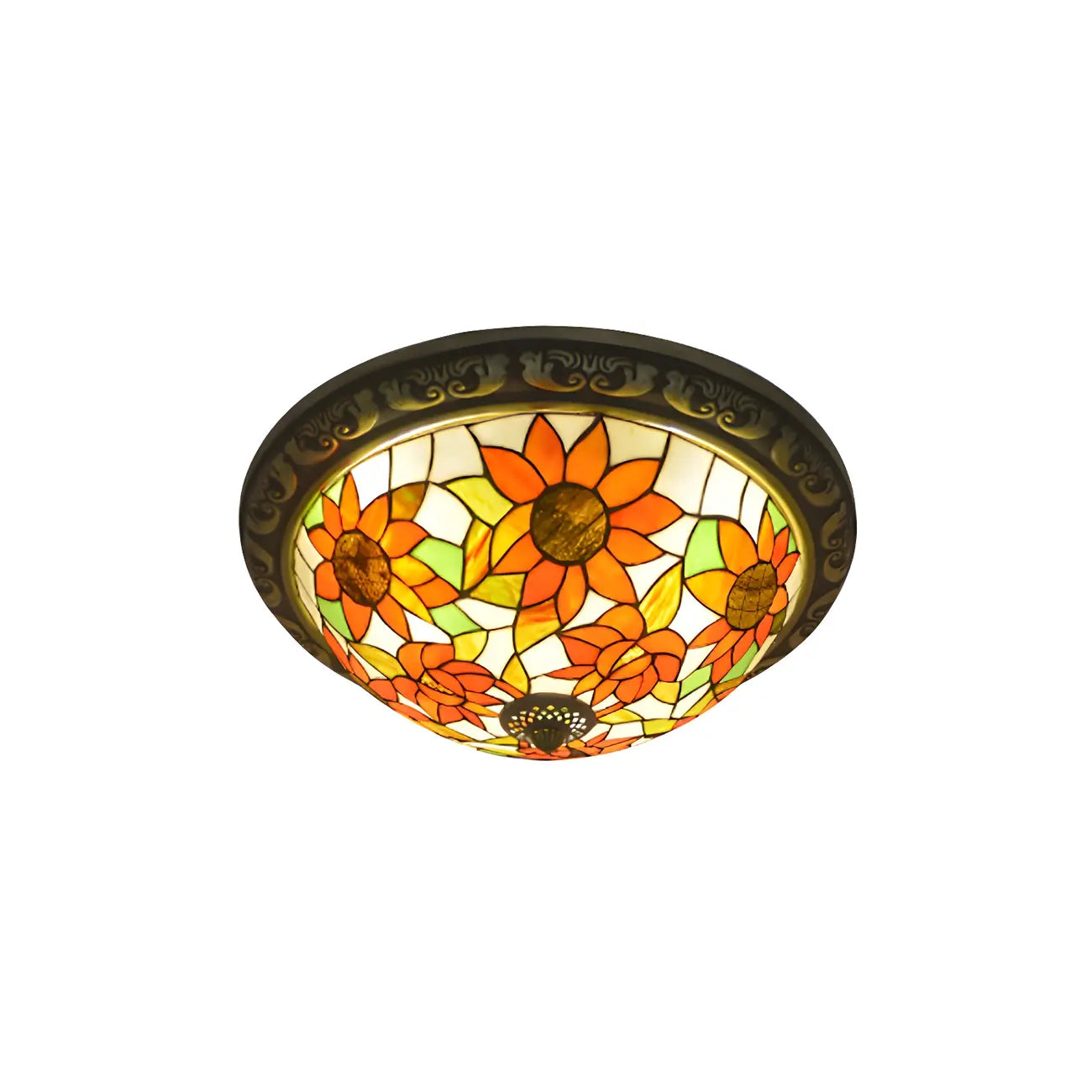 Plafonnier encastré avec abat-jour en vitrail vintage