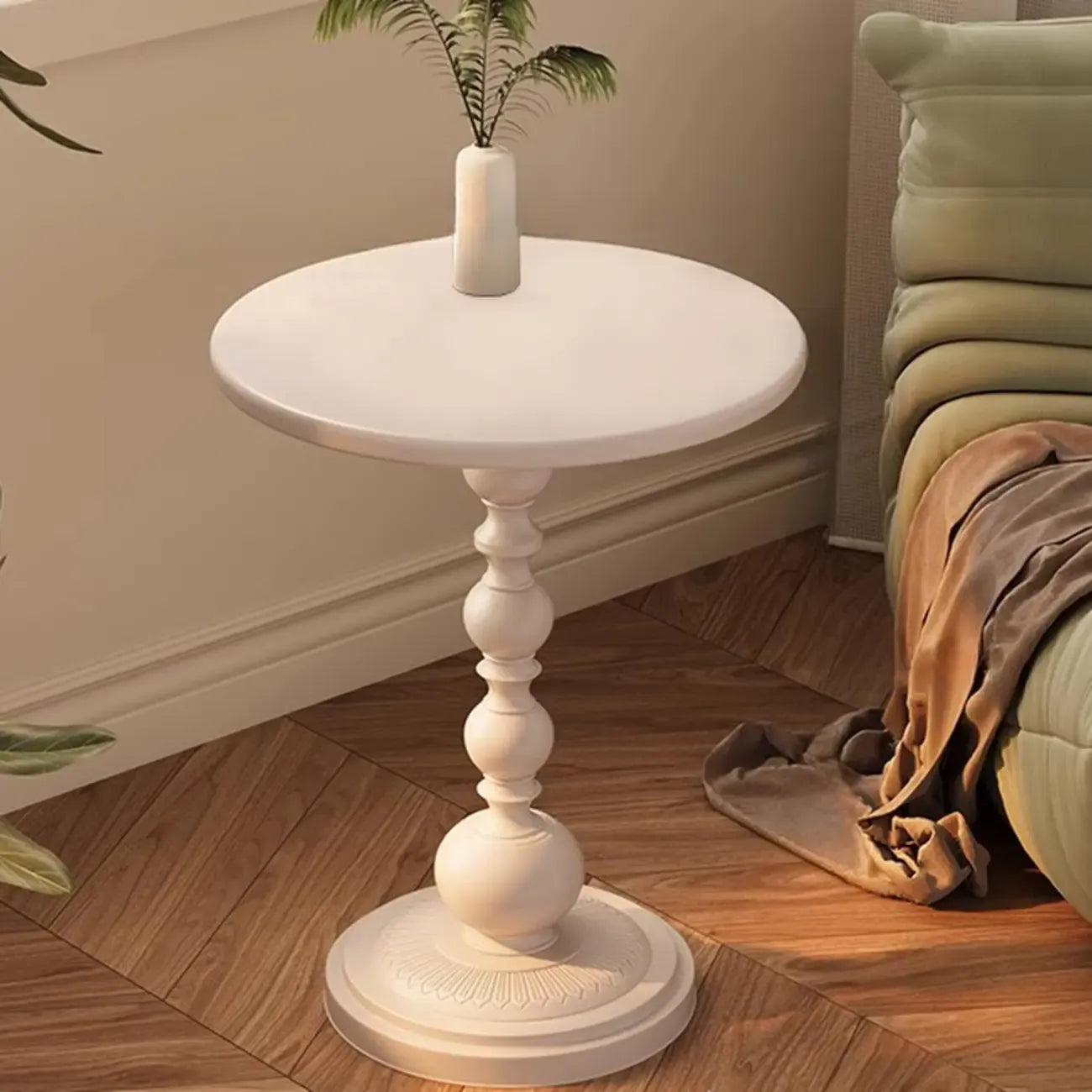 Table d'appoint moderne classique en fer forgé, noir et blanc