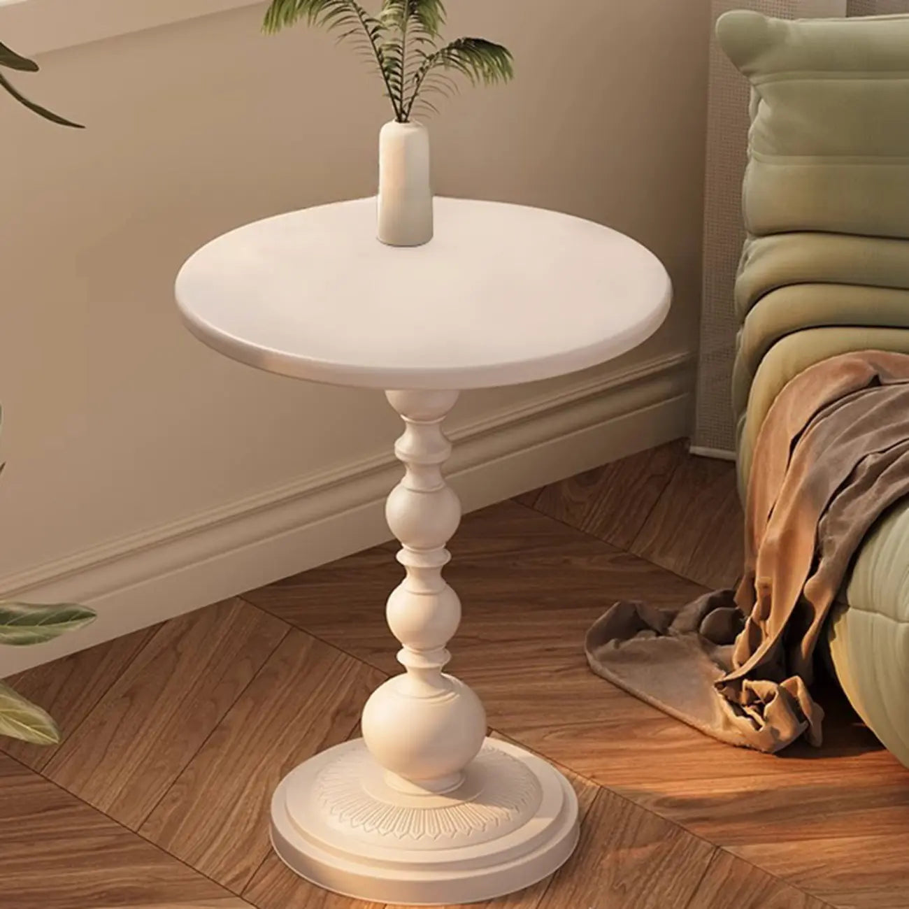 Table d'appoint moderne classique en fer forgé, noir et blanc