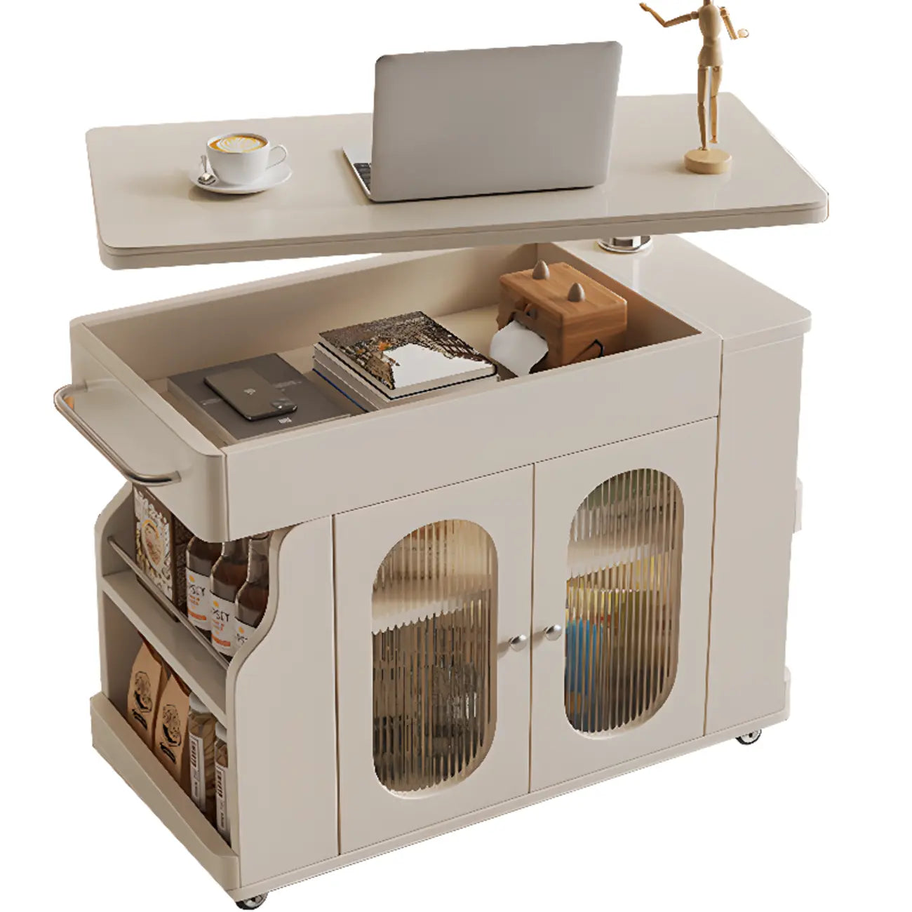 Table d'appoint pliante à plusieurs niveaux avec roulettes