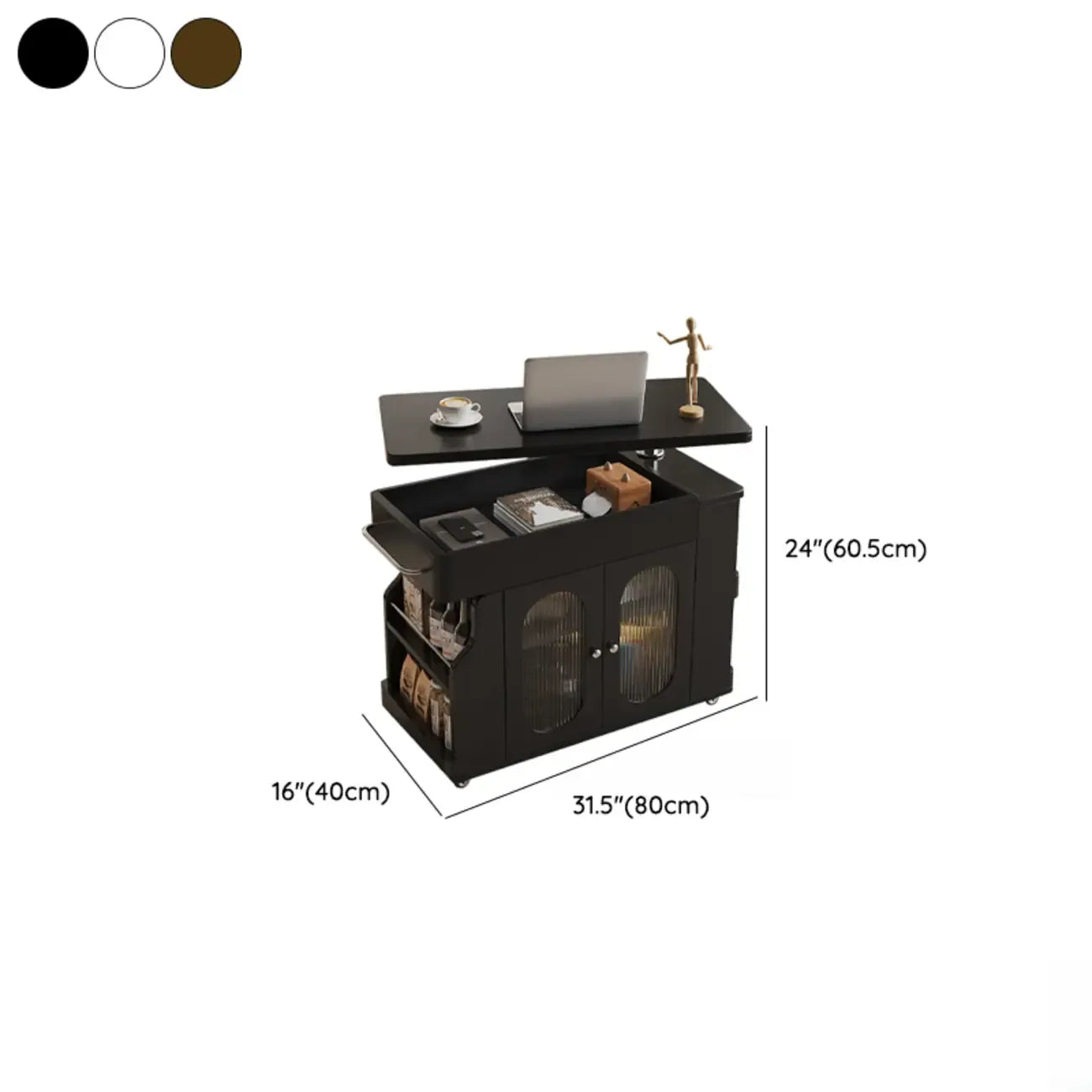 Table d'appoint pliante à plusieurs niveaux avec roulettes