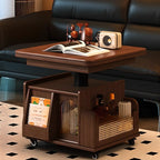 Table basse multifonctionnelle moderne en bois avec roulettes