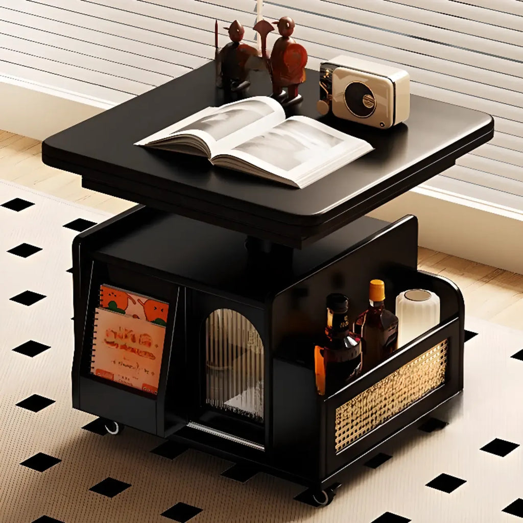 Table basse multifonctionnelle moderne en bois avec roulettes