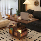 Table basse multifonctionnelle moderne en bois avec roulettes