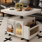 Table basse multifonctionnelle moderne en bois avec roulettes