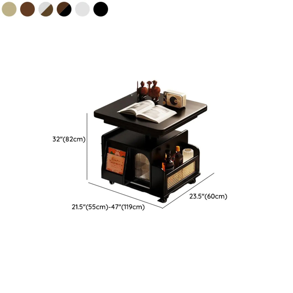 Table basse multifonctionnelle moderne en bois avec roulettes