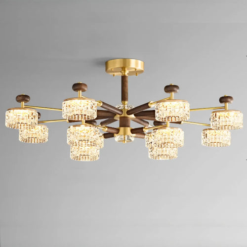 Suspension lumineuse à 2 niveaux avec abat-jour transparent