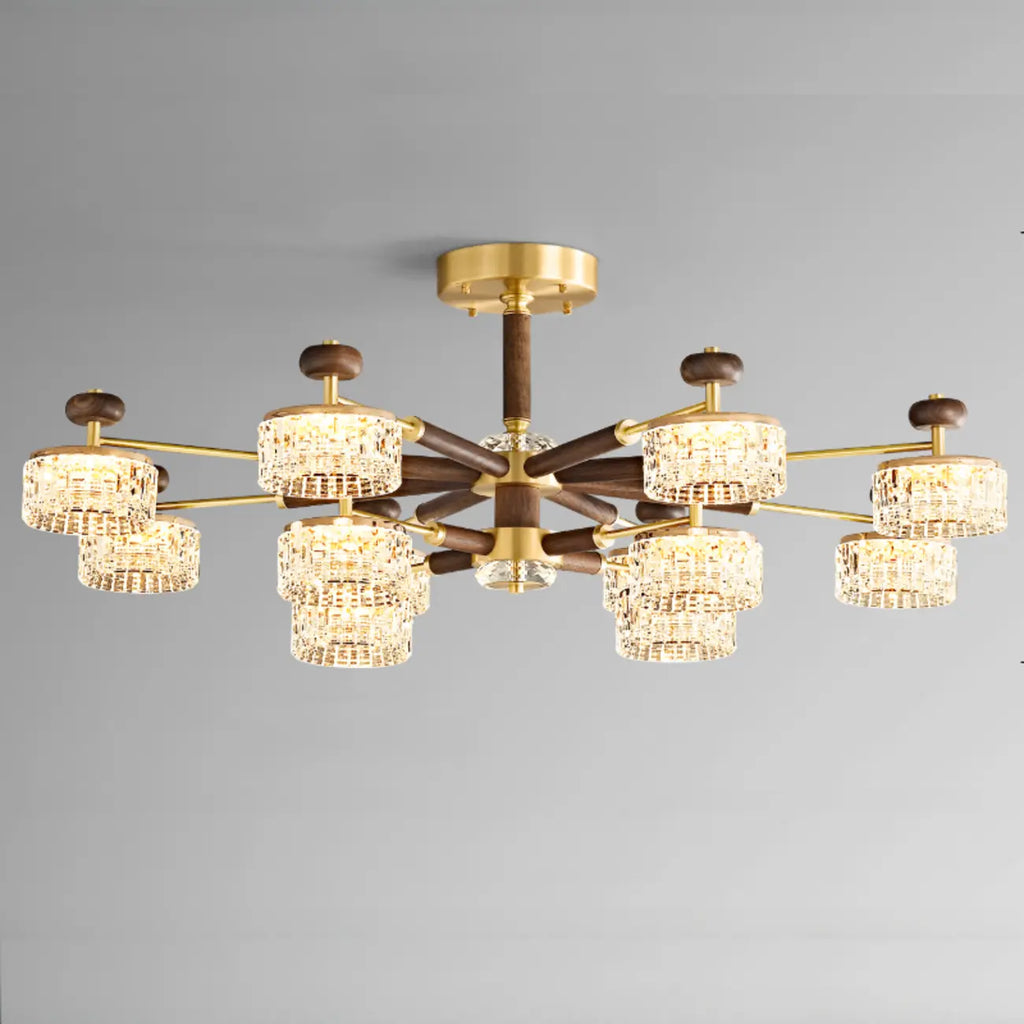 Suspension lumineuse à 2 niveaux avec abat-jour transparent