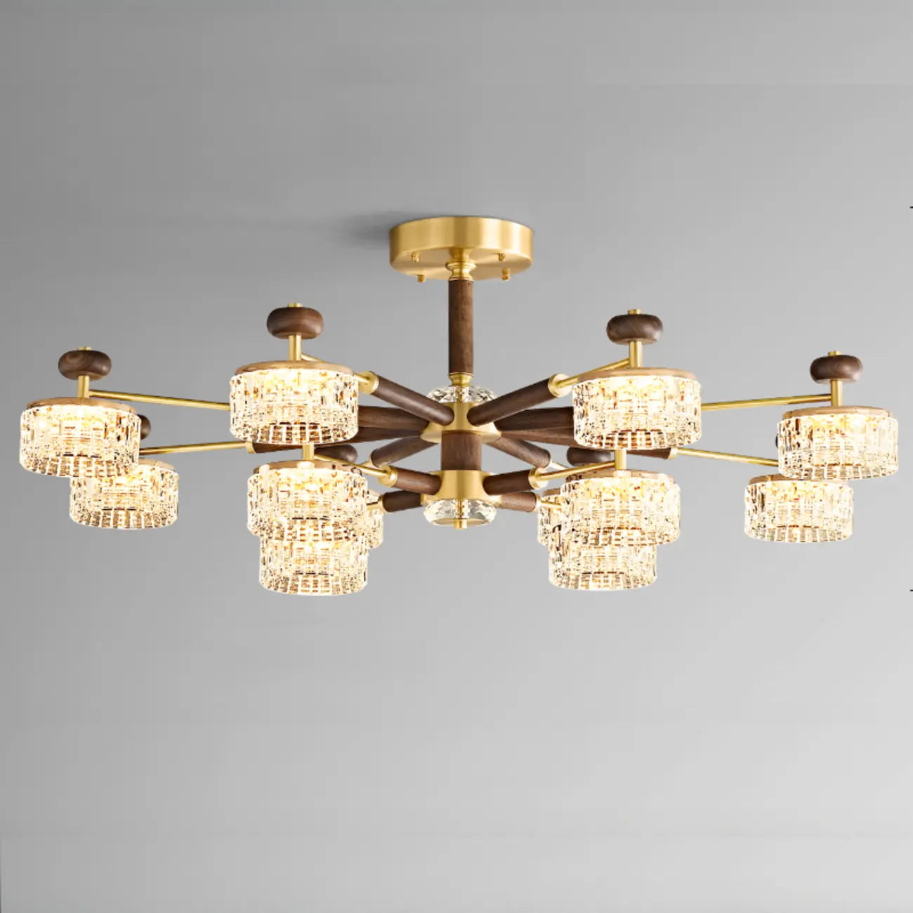 Suspension lumineuse à 2 niveaux avec abat-jour transparent