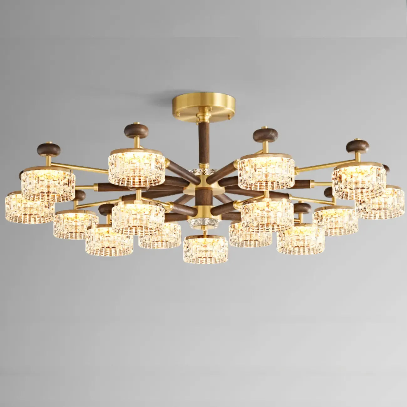 Suspension lumineuse à 2 niveaux avec abat-jour transparent