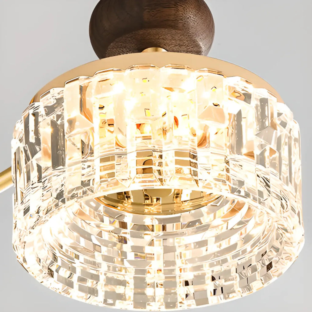 Suspension lumineuse à 2 niveaux avec abat-jour transparent