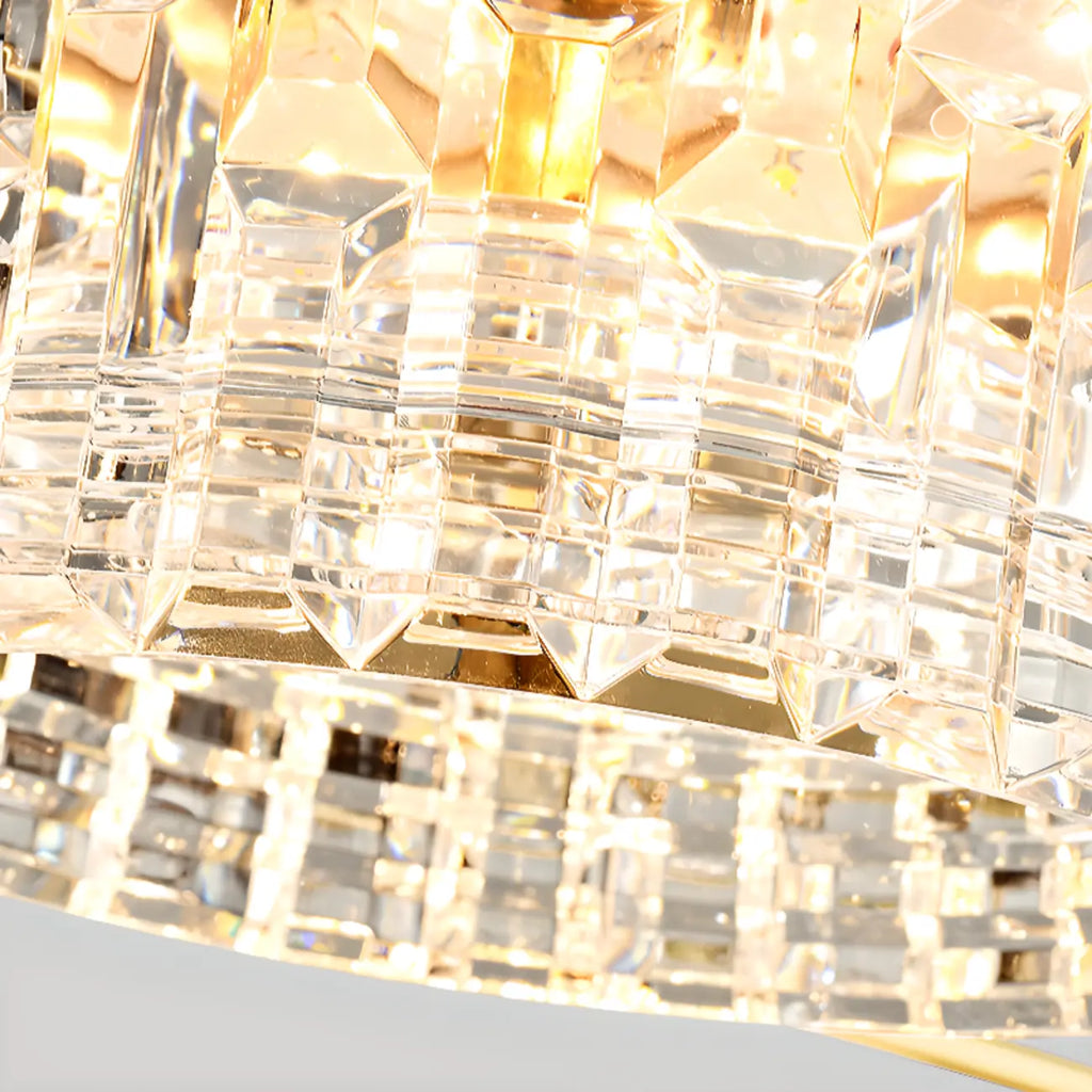 Suspension lumineuse à 2 niveaux avec abat-jour transparent