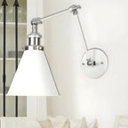 Applique murale en métal blanc à bras articulé réglable avec abat-jour interchangeable
