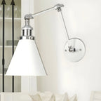 Applique murale en métal blanc à bras articulé réglable avec abat-jour interchangeable