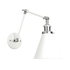 Applique murale en métal blanc à bras articulé réglable avec abat-jour interchangeable