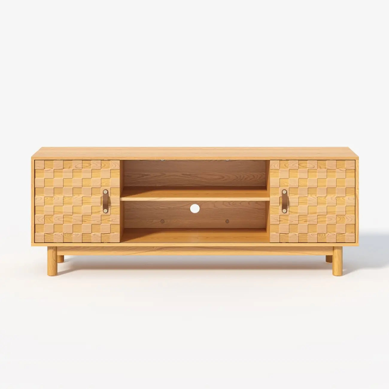 Meuble TV style années 50 en bois naturel avec rangement