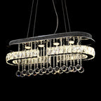 Suspension LED rectangulaire en cristal de luxe pour îlot de cuisine