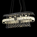 Suspension LED rectangulaire en cristal de luxe pour îlot de cuisine