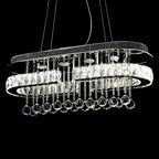 Suspension LED rectangulaire en cristal de luxe pour îlot de cuisine