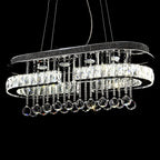 Suspension LED rectangulaire en cristal de luxe pour îlot de cuisine