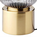 Lampe de chevet cylindrique en verre et laiton de style milieu du siècle