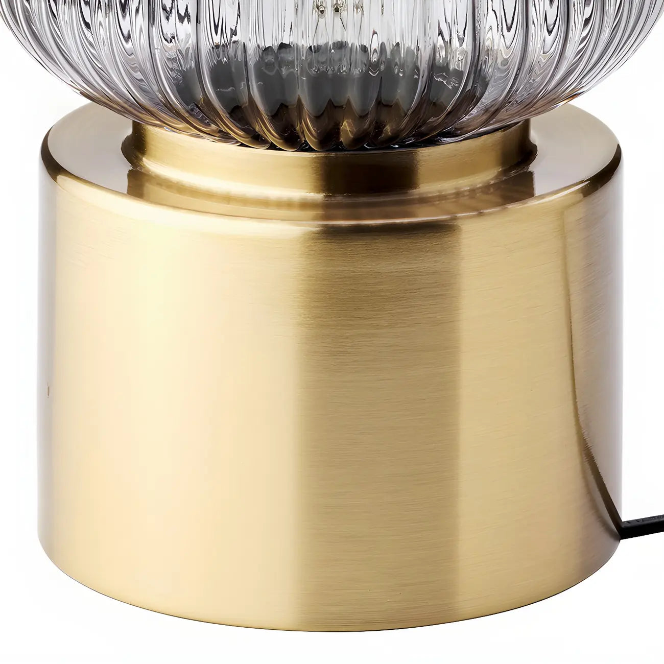 Lampe de chevet cylindrique en verre et laiton de style milieu du siècle