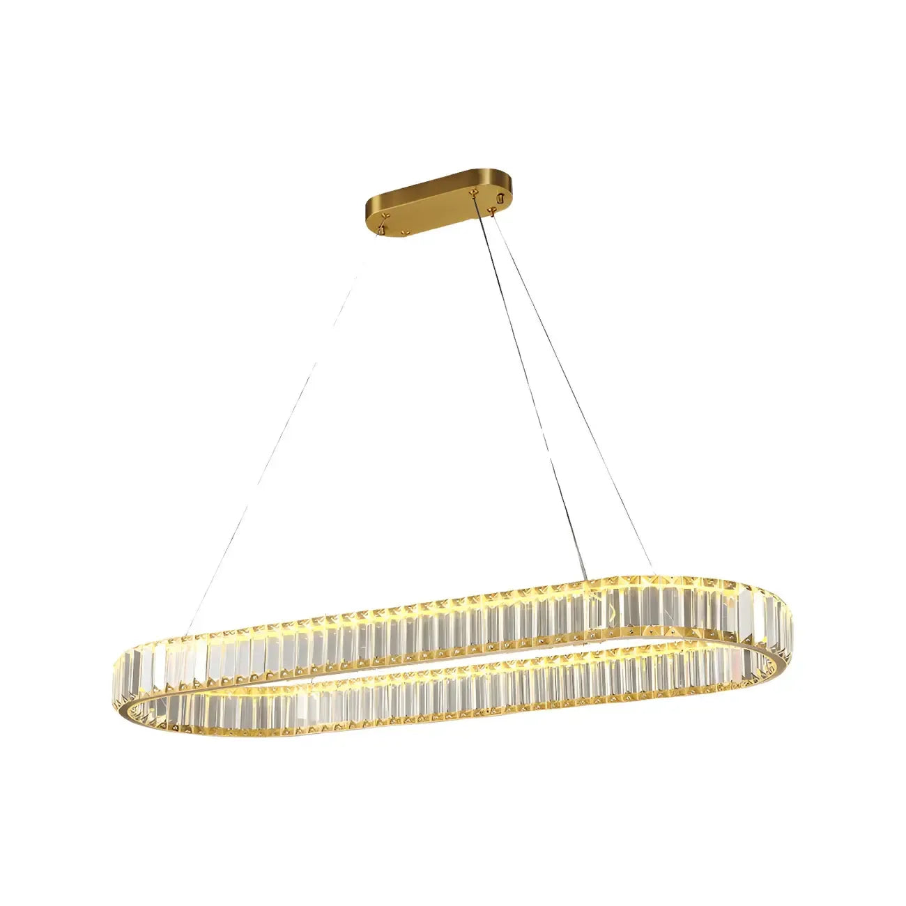 Suspension LED moderne en cristal doré pour îlot de cuisine