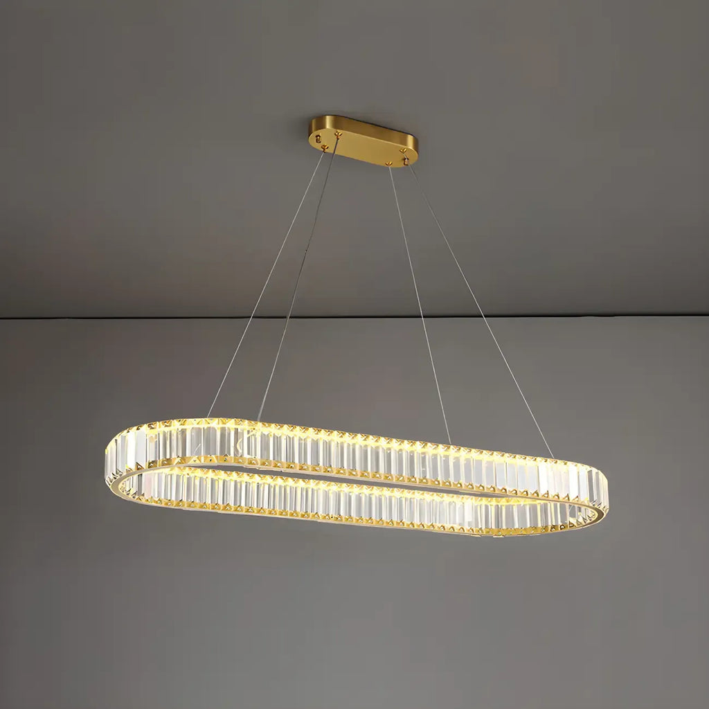 Suspension LED moderne en cristal doré pour îlot de cuisine