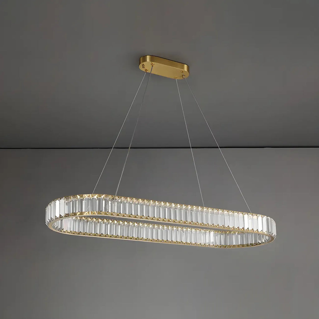 Suspension LED moderne en cristal doré pour îlot de cuisine
