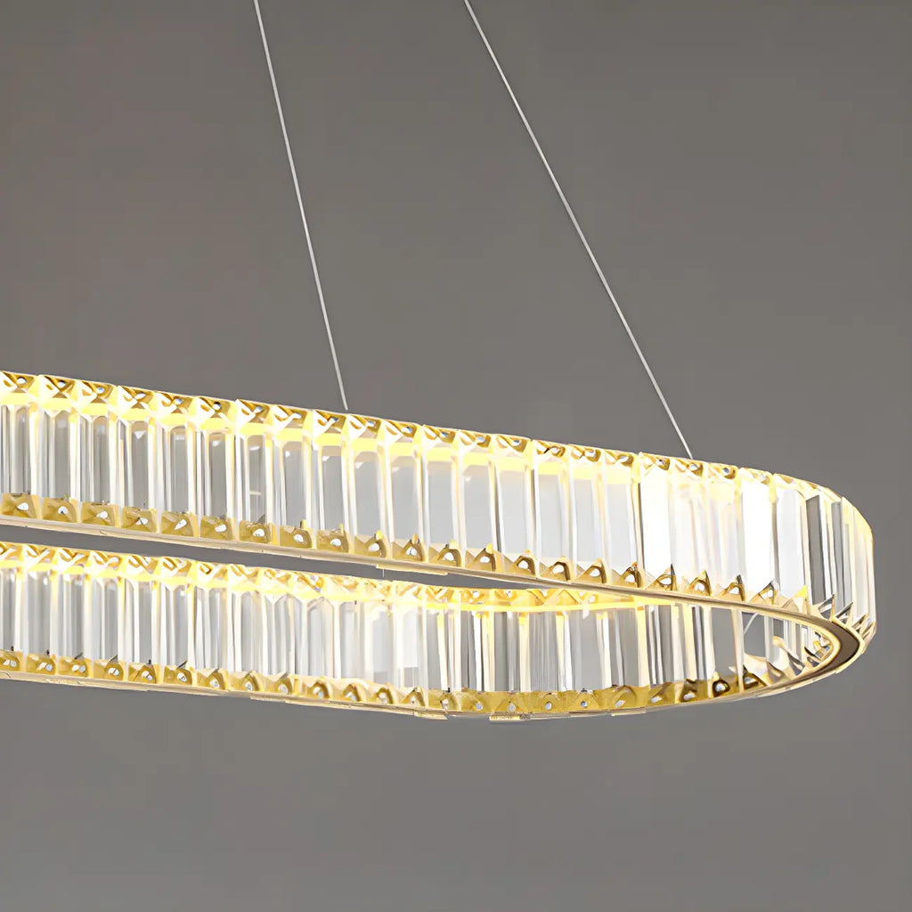 Suspension LED moderne en cristal doré pour îlot de cuisine